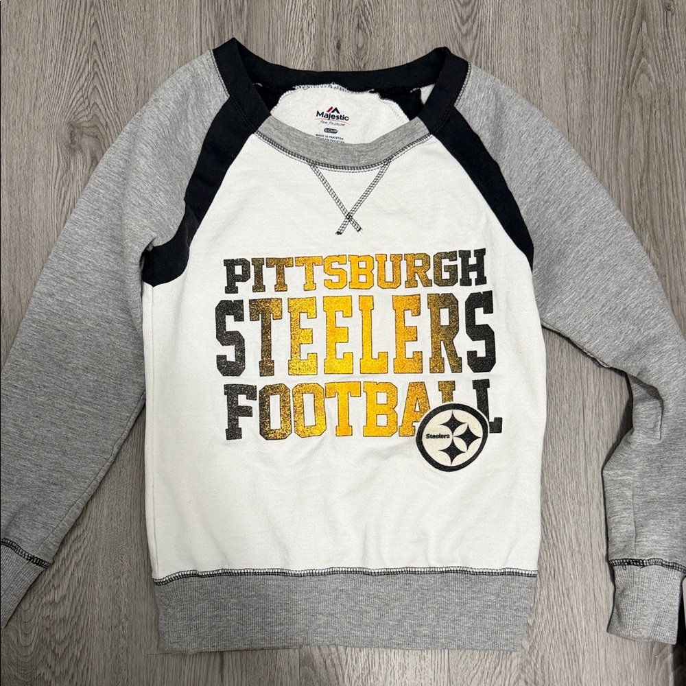 Majestic Gray and Black Steelers Sweatshirts